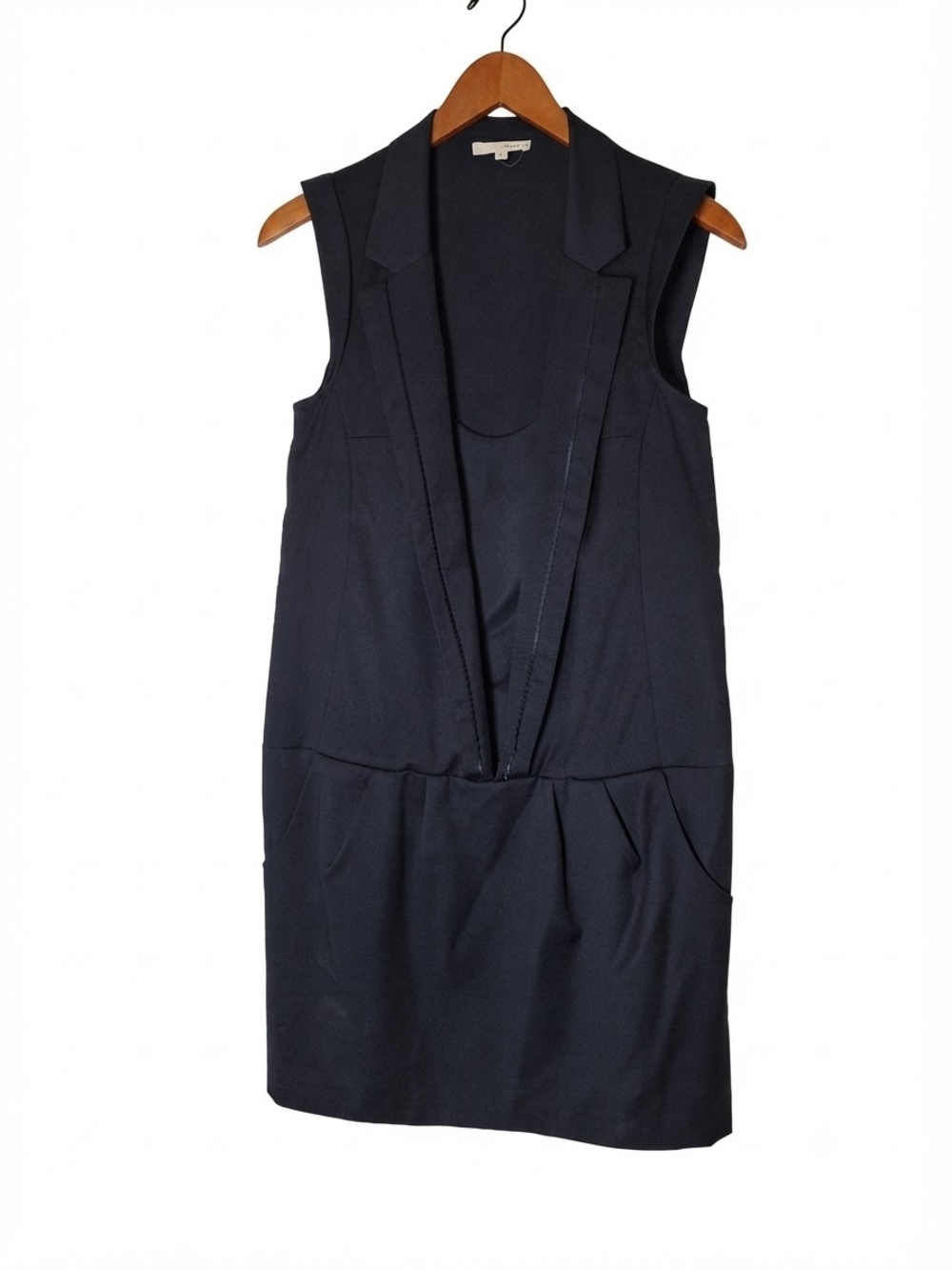 Ba&sh Navy Blue Sleeveless Tuxedo Blazer Mini Dress Size 2